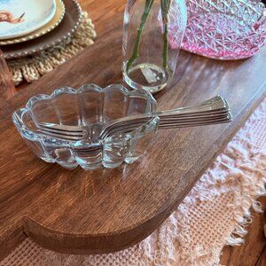 Vintage Princess House Glass Fork/Spoon Rest Caddy